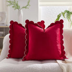 Scalloped Edge Velvet Pillow Cover