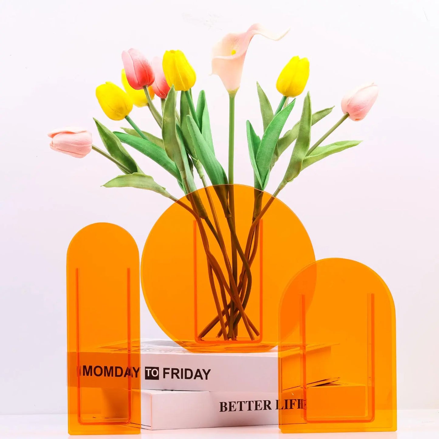 Orange Acrylic Arch Flower Vase