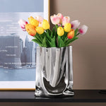 Minimalist Nordic Gold & Silver Pleated Flower Vase