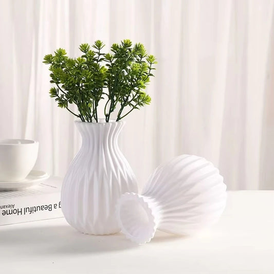 Minimalistic Plastic White Flower Vase