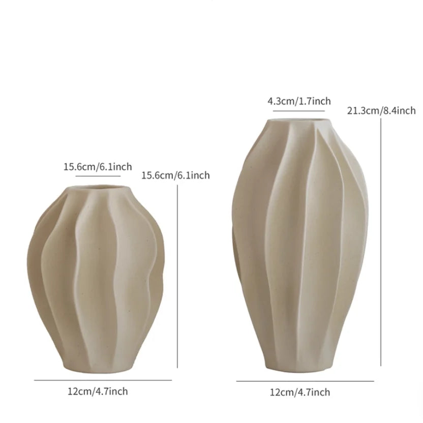 Beige Ceramic Wave Vase