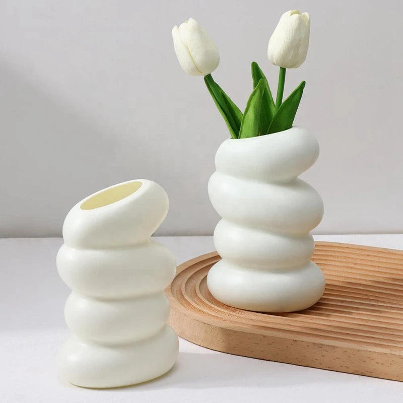 Plastic Spiral White Vase Hydroponic Flower Vase