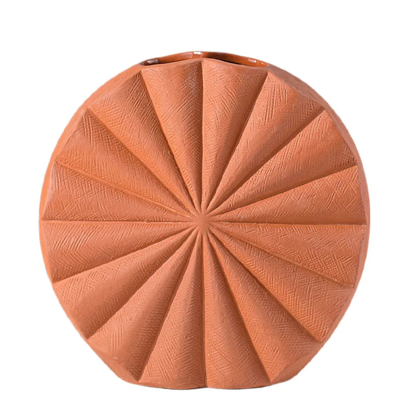 Terracotta Ceramic Sunflower Pattern Vase