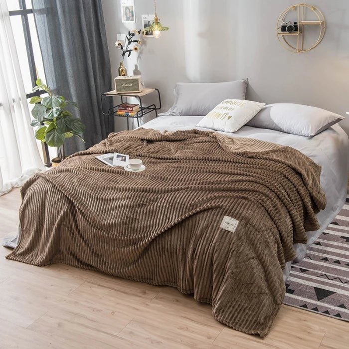 Velvet Striped Flannel Throw Blanket