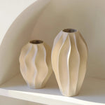 Beige Ceramic Wave Vase