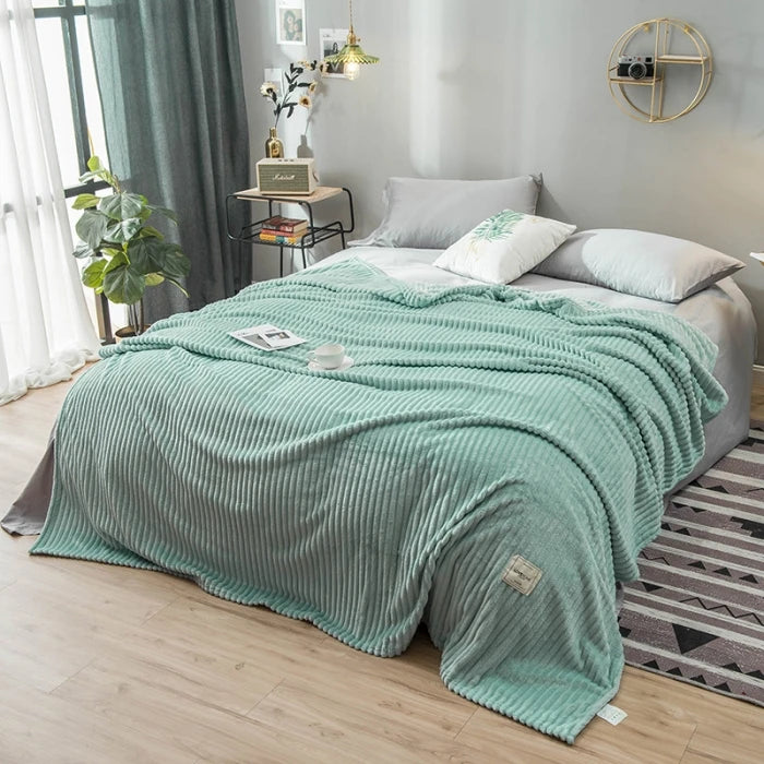 Velvet Striped Flannel Throw Blanket