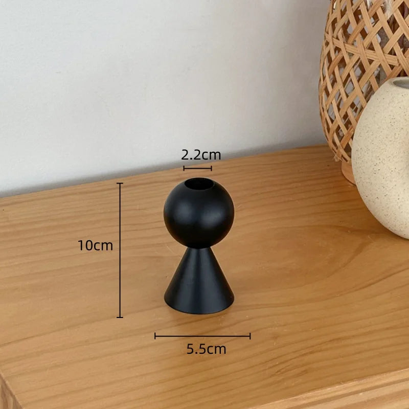 Wooden Black Geometric Candle Holder