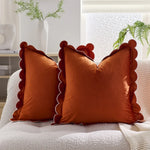 Scalloped Edge Velvet Pillow Cover