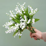 6Pcs White Bellflower Artificial Lily Valley Orchid Flower