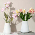 Modern White Geometric Fluted Vase