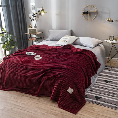 Velvet Striped Flannel Throw Blanket