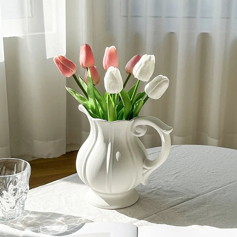 White Ceramic Pitcher Vase