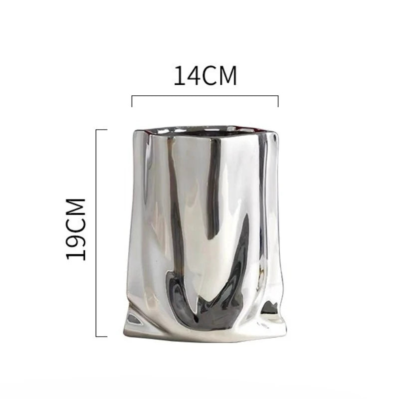 Silver Electroplated Bag Vase Light