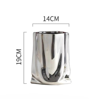 Silver Electroplated Bag Vase Light