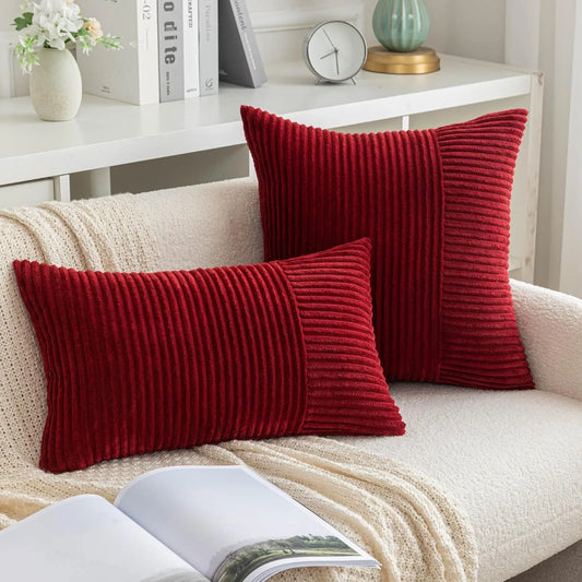 Striped Pattern Corduroy Pillow Case