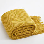 Geometric Striped Fringe Throw Blanket