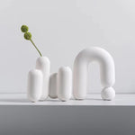 Nordic White Ceramic Bubble Flower Vases
