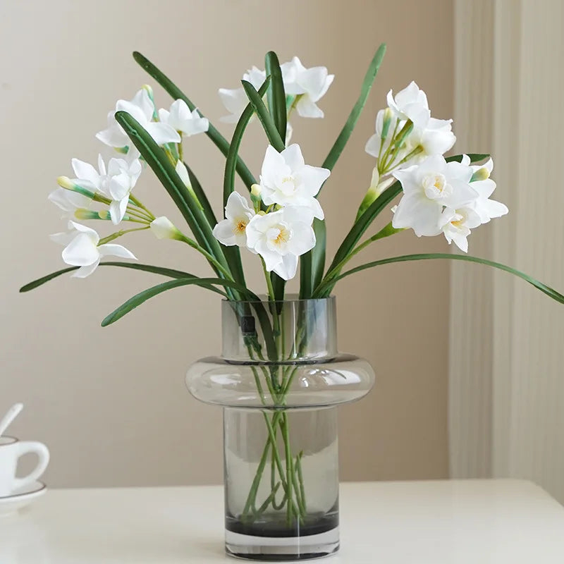 10Pcs Artificial White Daffodil Flower Bouquet