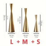 2/3pcs Gold Metal Taper Candle Holder