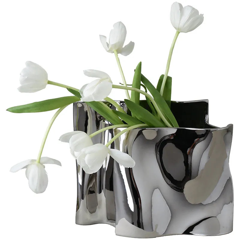 Ceramic Silver Plated Flower Vase