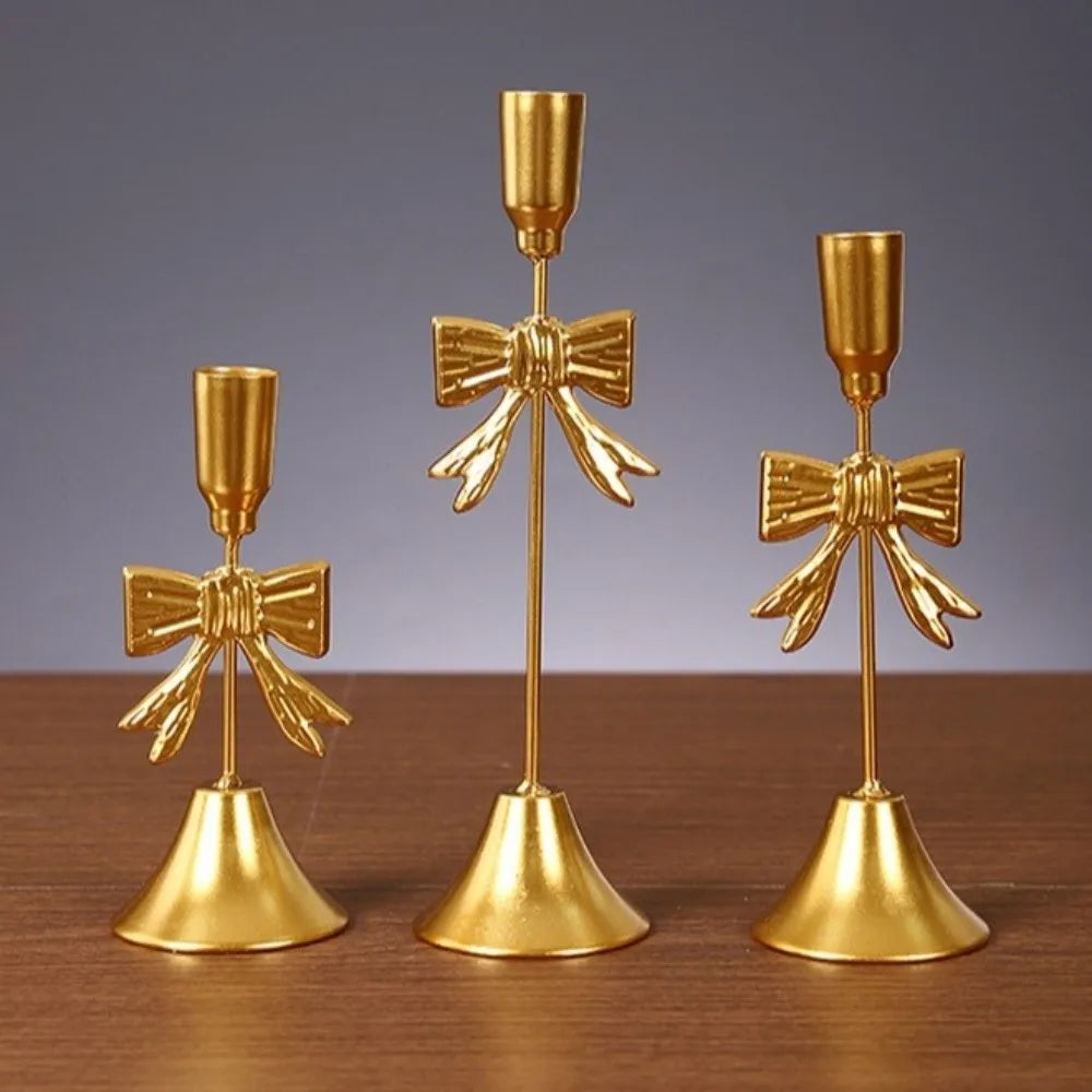 Bowknot Gold Electroplated Candle Holder