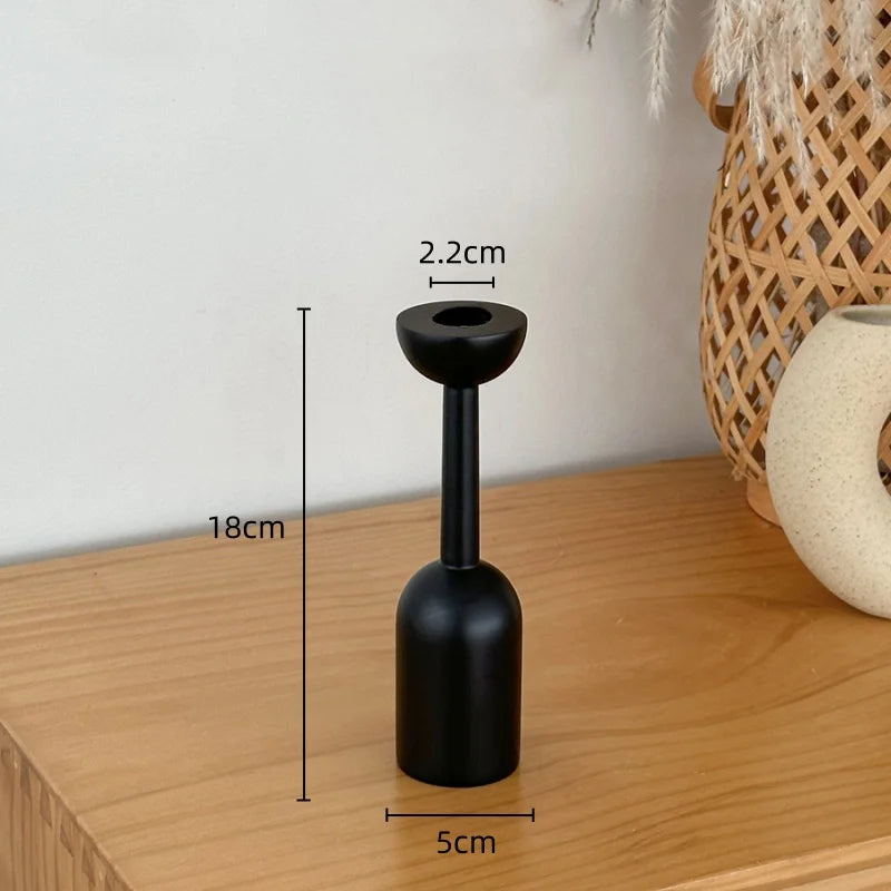 Wooden Black Geometric Candle Holder