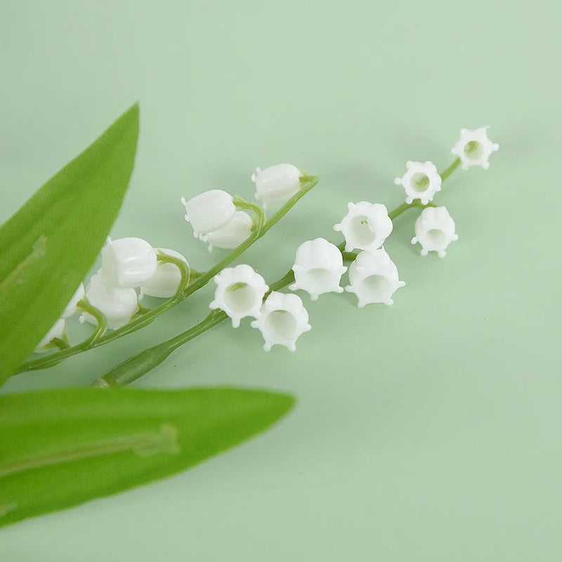 6Pcs White Bellflower Artificial Lily Valley Orchid Flower