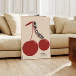 Retro Black and Red Cherry Mon Cheri Wall Print