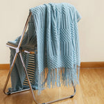 Geometric Striped Fringe Throw Blanket