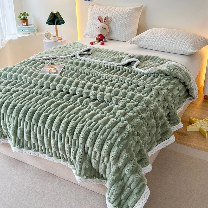 Stripped Sherpa Fleece Blanket