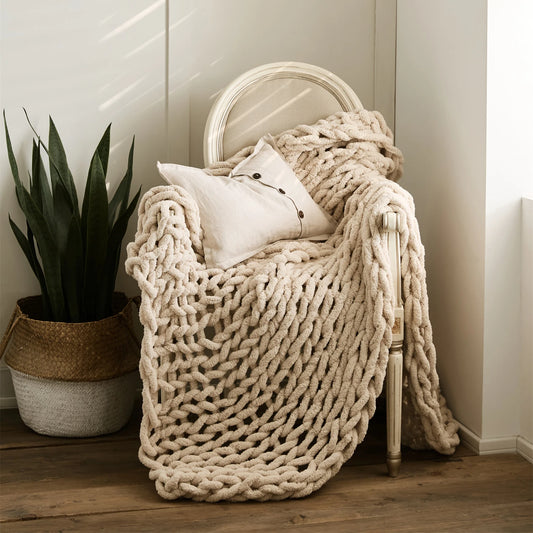 Cozy Chunky Knit Throw Blanket